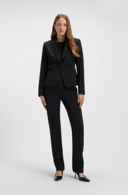 Slim-fit sweater in merino wool, Black