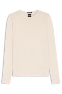 Slim-fit sweater in merino wool, Natural