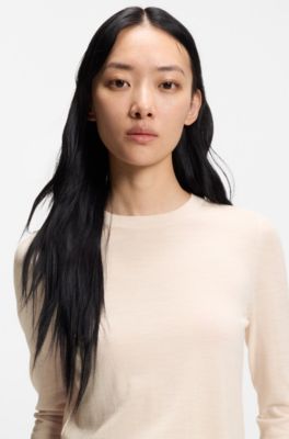 Pull Slim en laine m&eacute;rinos, Naturel