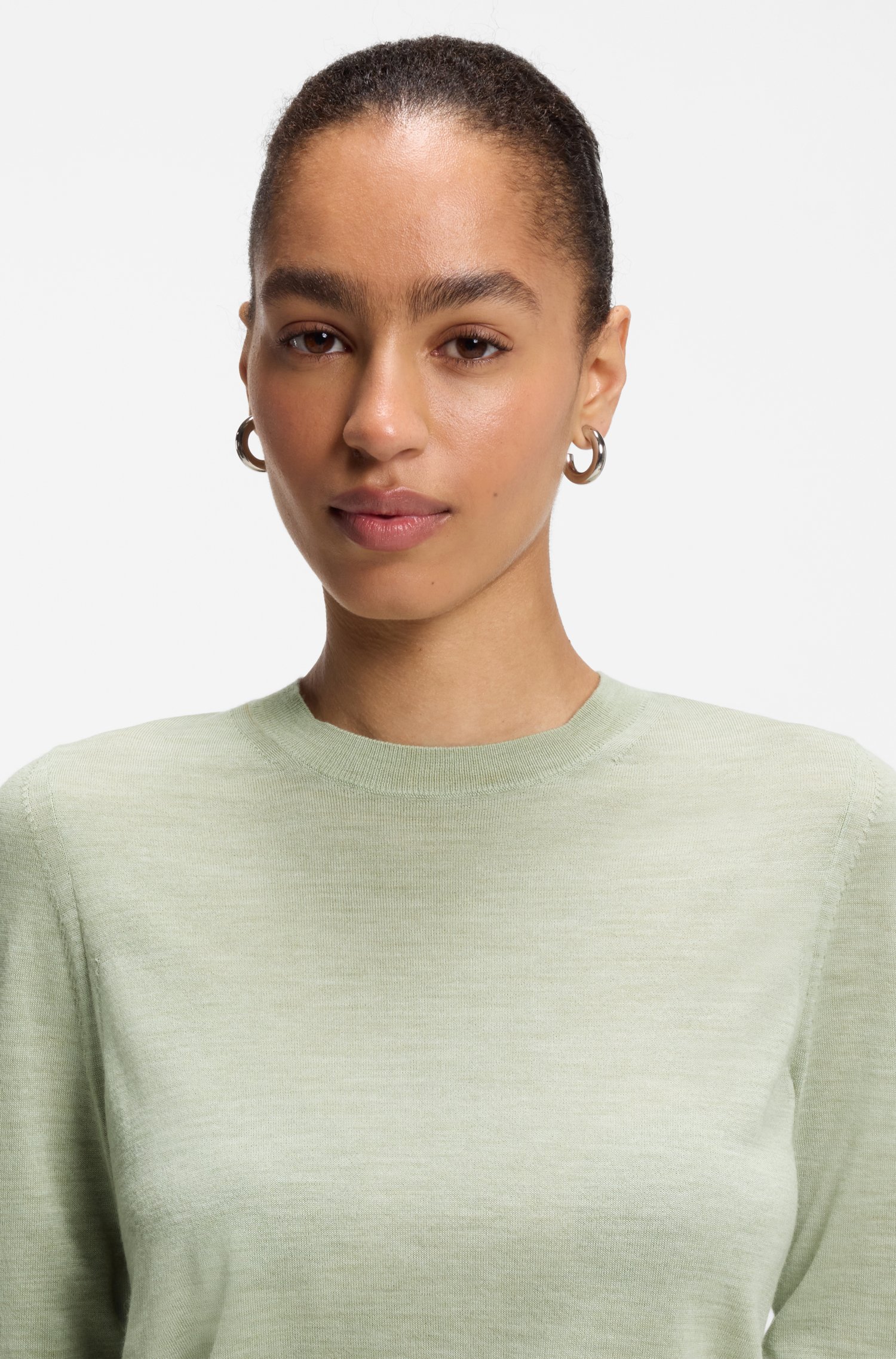 Boss Slim-fit crew-neck sweater in merino wool stickade tröjor dam – bild 3