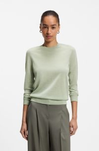 Slim-fit sweater in merino wool, Light Green