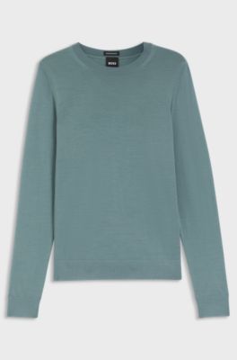 Slim-fit sweater in merino wool, Light Blue