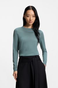 Slim-fit sweater in merino wool, Light Blue