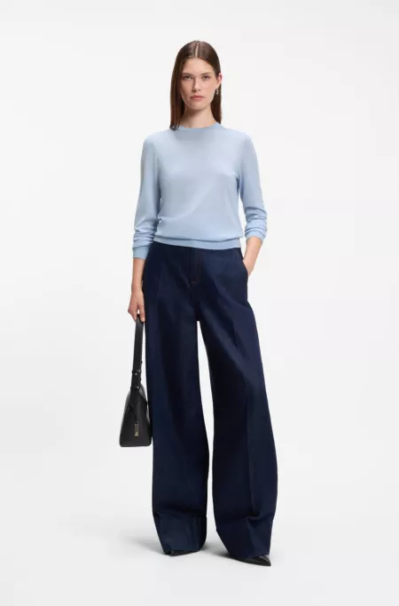Pull Slim à col rond en laine mérinos