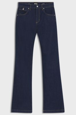 Bootcut jeans in blue stretch denim with coin pocket, Dark Blue