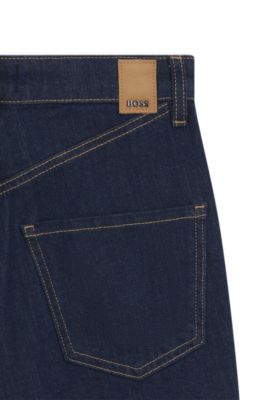 Bootcut jeans in blue stretch denim with coin pocket, Dark Blue