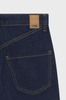 Bootcut jeans in blue stretch denim with coin pocket, Dark Blue