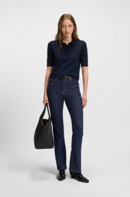 Bootcut jeans in blue stretch denim with coin pocket, Dark Blue