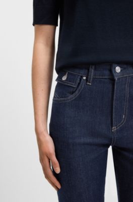 Bootcut jeans in blue stretch denim with coin pocket, Dark Blue