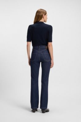 Bootcut jeans in blue stretch denim with coin pocket, Dark Blue