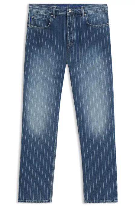 Baggy-fit jeans in blue pinstriped denim