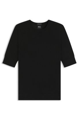 Short-sleeved sweater in merino wool