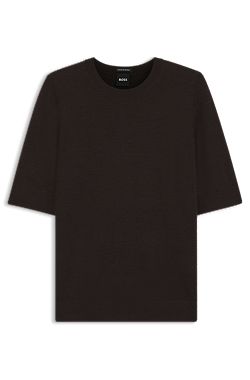Slim-fit short-sleeved sweater in superfine merino wool