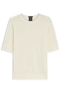 Slim-Fit Kurzarmpullover aus superfeiner Merinowolle