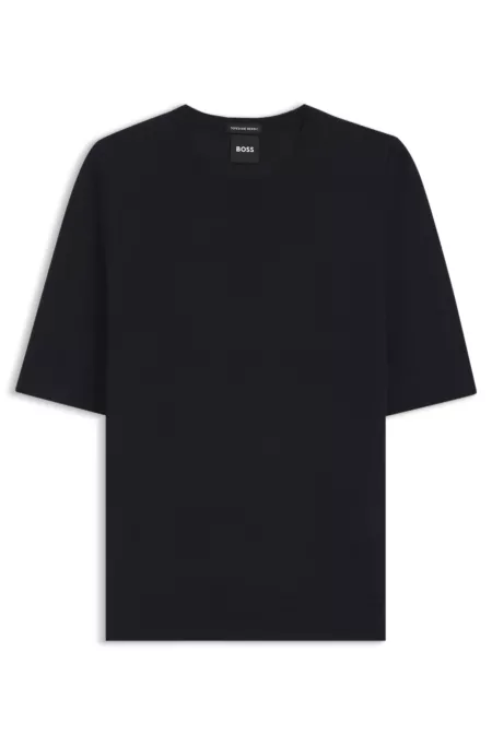 Slim-fit short-sleeved sweater in virgin wool