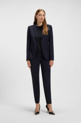 Jersey de manga corta en lana merina, Azul oscuro