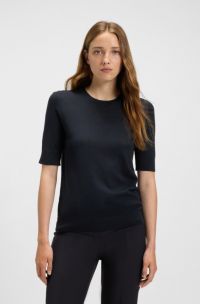 Knit sweater in virgin wool, Dark Blue