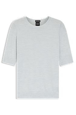 Slim-Fit Kurzarmpullover aus superfeiner Merinowolle