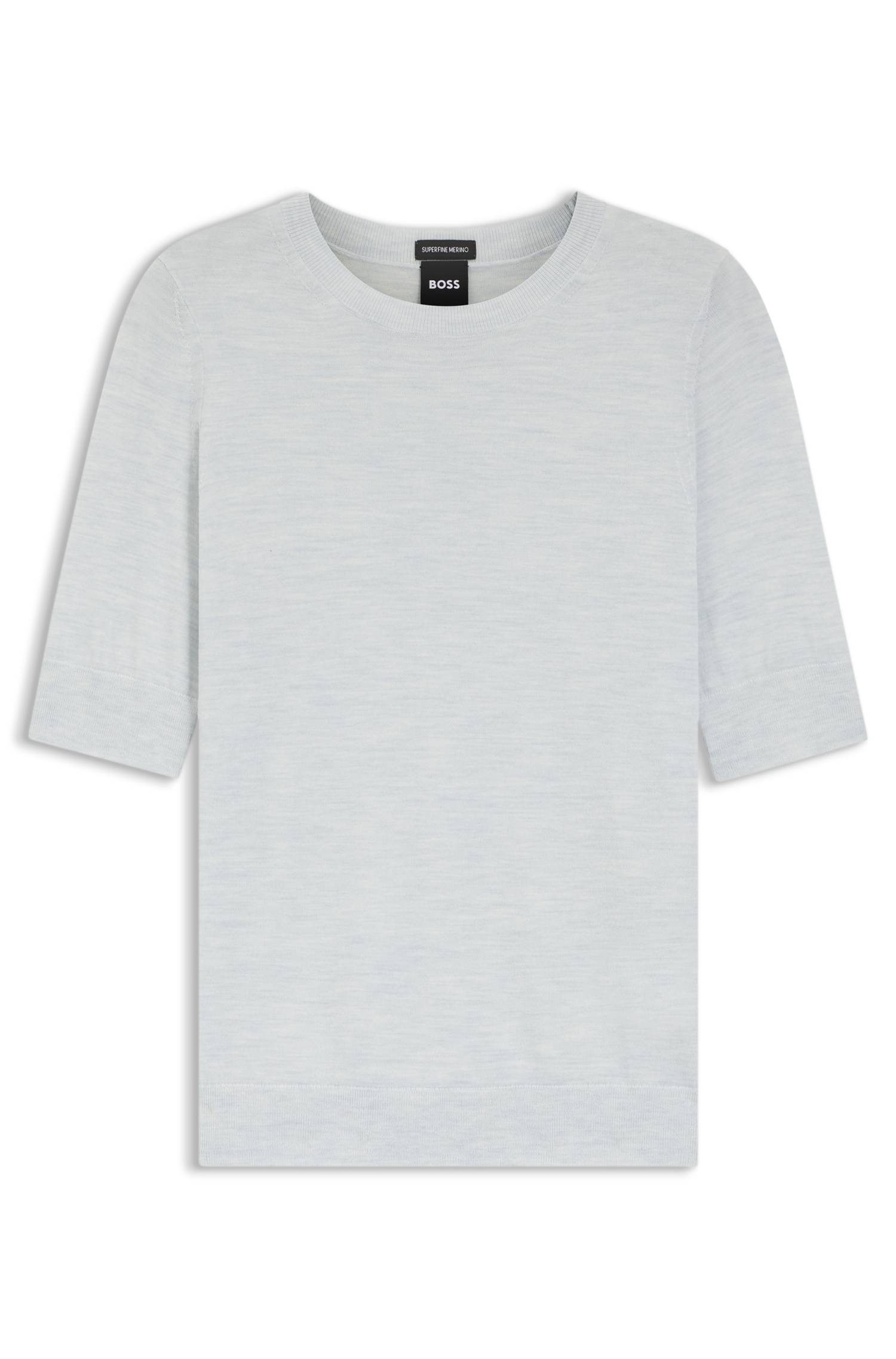 Boss Slim-fit short-sleeved sweater in superfine merino wool stickade tröjor dam – bild 4