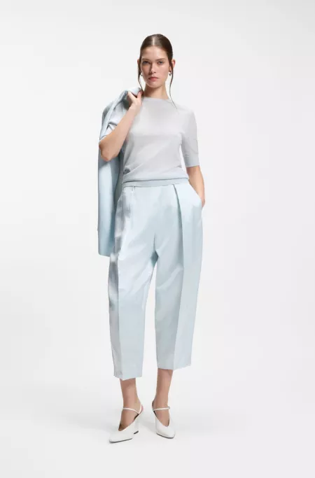 Short-sleeved sweater in merino wool