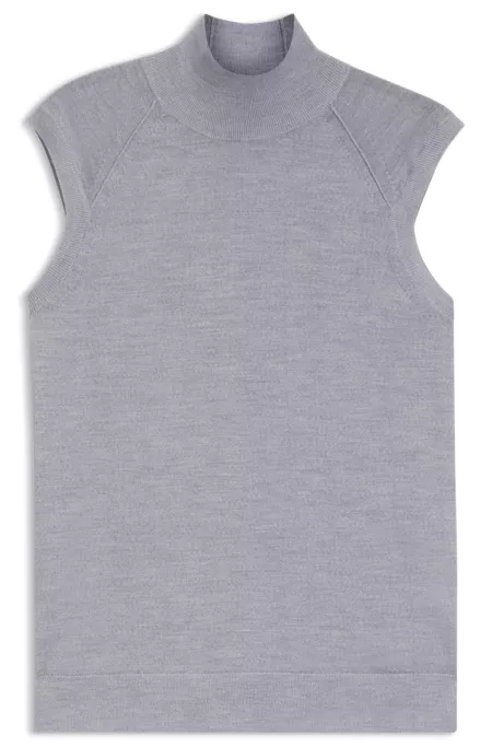 High-neck top in merino wool