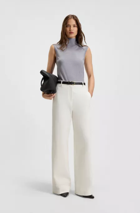 High-neck top in merino wool