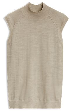 Sleeveless mock-neck sweater in merino wool