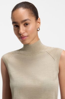 Boss Sleeveless mock-neck sweater in merino wool polotröjor dam – bild 3