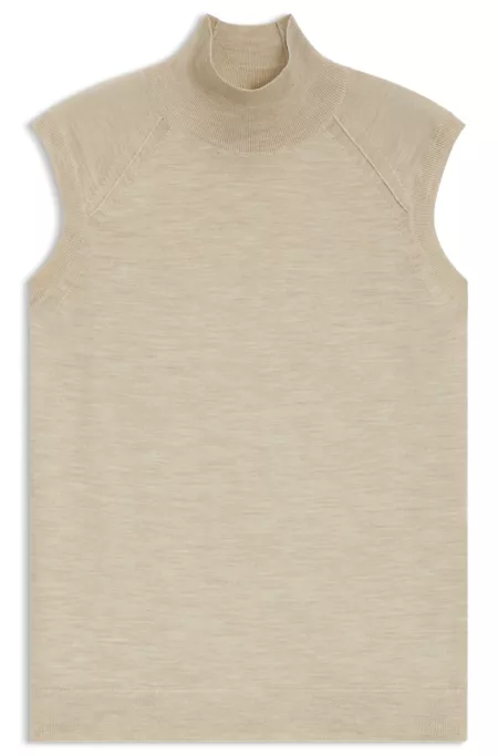 High-neck top in merino wool