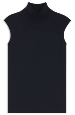 Sleeveless mock-neck sweater in merino wool 1