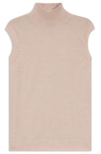 High-neck top in merino wool, light pink