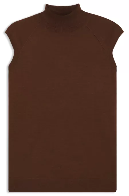 Pull en laine mérinos sans manches à col montant