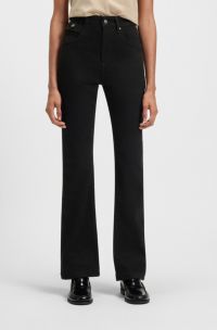 Bootcut jeans in black stretch denim, Black