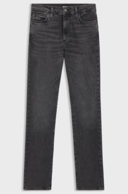 Slim-fit jeans in dark-grey performance-stretch denim, Dark Grey