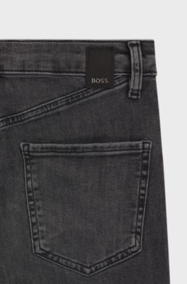 Slim-fit jeans in dark-grey performance-stretch denim, Dark Grey