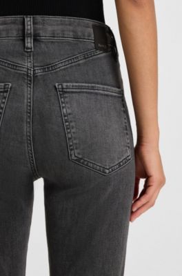 Slim-fit jeans in dark-grey performance-stretch denim, Dark Grey