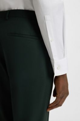 Slim-fit shirt in herringbone cotton, White