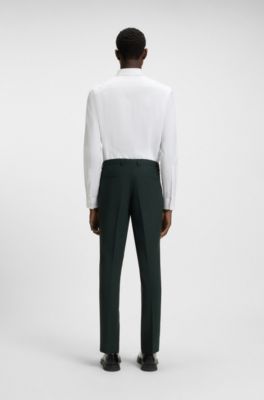 Slim-fit shirt in herringbone cotton, White