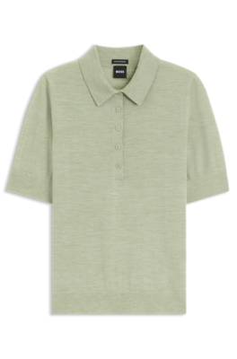 Boss Merino-wool knit polo polotröjor dam – bild 4