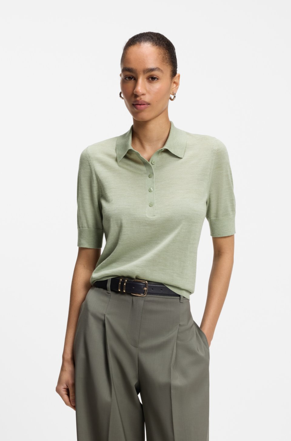 Merino-wool knit polo