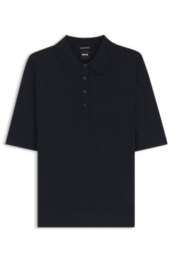 Knit polo in superfine merino wool