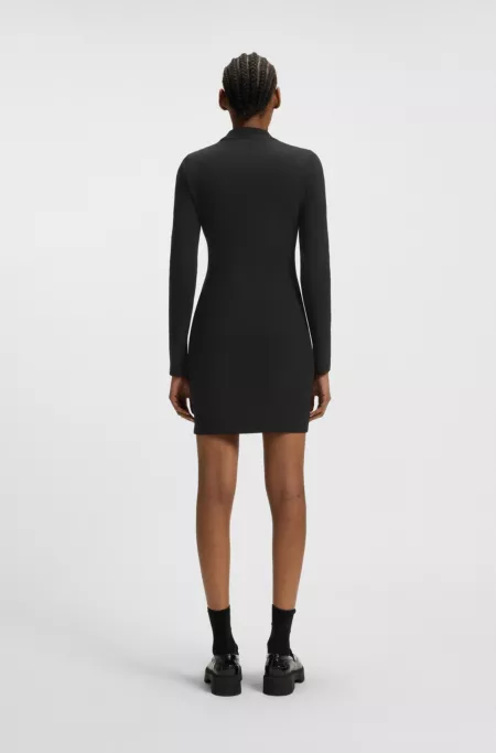 Stretch-cotton bodycon dress with logo badge