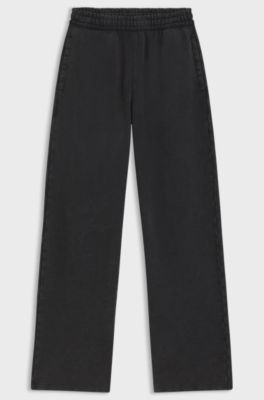 Pantaloni della tuta in terry di cotone con vestibilit&agrave; morbida, Nero