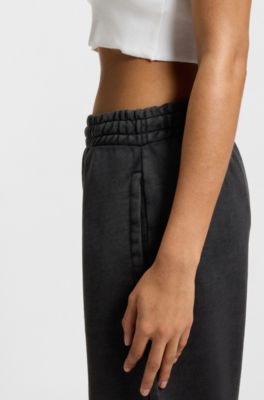 Pantaloni della tuta in terry di cotone con vestibilit&agrave; morbida, Nero