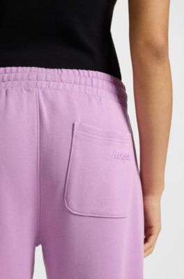 Loose-fit tracksuit bottoms in cotton terry, light pink