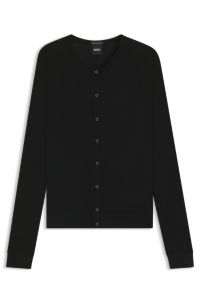 Virgin-wool cardigan with moisture management, Black