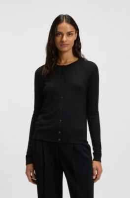 Cardigan in lana merino finissima, Nero