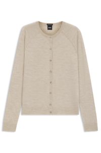 Virgin-wool cardigan with moisture management, Light Beige