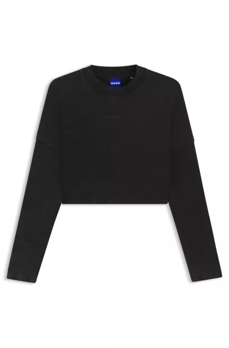 Sweatshirt aus Baumwolle in Cropped-Länge mit Logo-Print