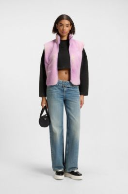 Iets korte sweater van katoen met logoprint, Zwart